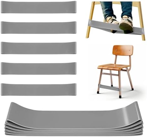5 Pack Chair Bands for Kids with Fidgety Feet, ADHD Tools for Kids, Improve Focus & Reduce Restlessness, Chair Bands for Sensory ADHD ADD Autism - Classroom & Home Must Haves (Gray)