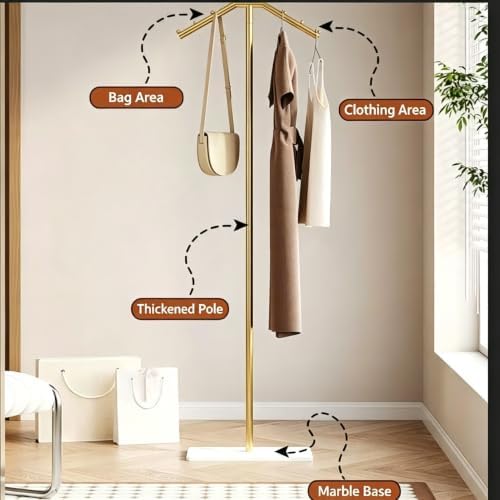 Floor Lamp with Coat Rack, 3 Color Dimmable Standing Lamp with Hooks