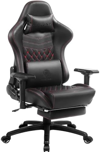 Dowinx Gaming Chair Big and Tall, Ergonomic Computer Chair with 4D Armrests and Footrest Massage Lumbar Support, High Back Comfortable Gamer Chair for Adults 350Lbs PU Leather for Office Game, Black