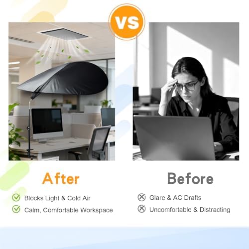 Large Size 52''Office Cubicle Shade Cubicle Desk Light Shield to Block Anti-Glare Cover Light Sensitive Professionals Cubicle Light Quick Install Shading Light Shade with Clamp(Patent Pending)