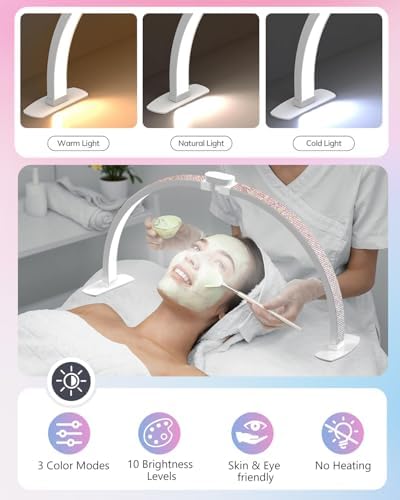 UBeesize 29" Foldable Half Moon Nail Lamp with Phone Holder, CRI95, 4700LM