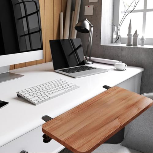 Desk Extension Shelf Board Keyboard Tray Ergonomic for Home Office, Practical Supplies for Computer Table Arm Rest Expansion- Walnut Color