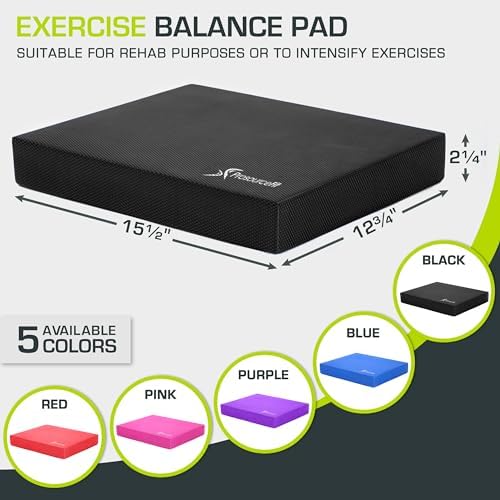 ProsourceFit Exercise Balance Pad, Non-Slip Cushioned Foam Mat & Knee Pad for Fitness and Stability Training, Yoga, Physical Therapy