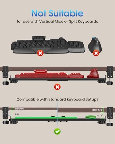 Large Keyboard Tray Under Desk, Pull Out Keyboard & Mouse Tray for Typing
