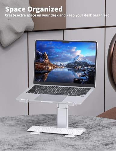 ALASHI Laptop Stand, Height Adjustable Desk Riser, 10-17.3", Silver