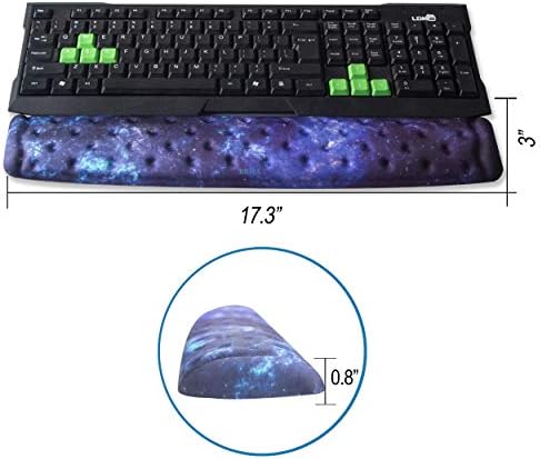BRILA Keyboard Wrist Rest Support Cushion Pad for Computer, Laptop, Office Work, PC Gaming - Memory Foam Gel with Massage Holes Design - Non-Slip Easy Typing Wrist Pain Relief (Nebula)