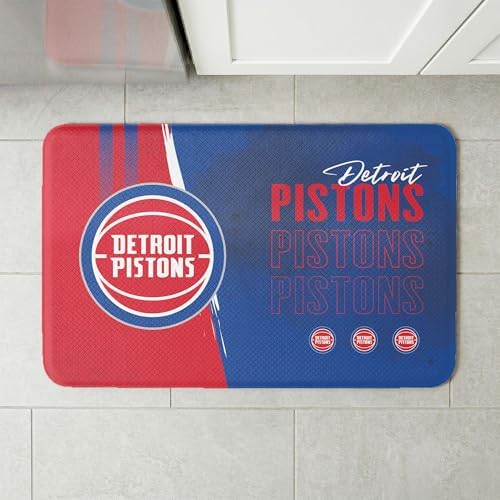 Northwest NBA Detroit Pistons Embossed Anti-Fatigue Mat, Cushioned Kitchen Floor Rug, Non-Slip PVC Standing Comfort, 18 x 30 in