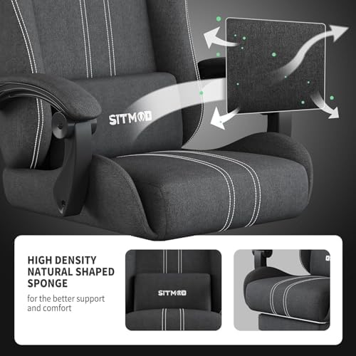 SITMOD Big Tall Fabric Gaming Chair with Footrest, Reclining Computer Chair