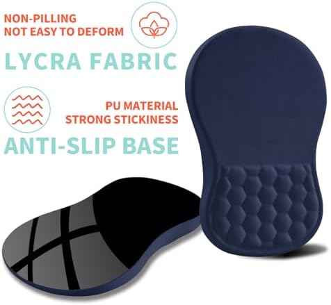 Ergonomic Mouse Pad Wrist Support with Memory Foam Massage Bulge, Carpal Tunnel Pain Relief Mousepad Wrist Rest for Mouse(12x8 inch, Dark Blue)