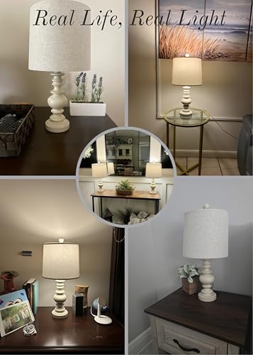 BOBOMOMO Tradition 20.5" Rustic Table Lamp Set of 2 for Living Room Farmhouse Bedside Desk Lamps Bedroom Nightstand Vintage Lamps Linen Washed（Suitable for Decorating Small Areas）