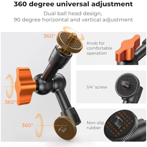 K&F CONCEPT 6" Magic Arm 1/4" Screw Articulating Mini Arm