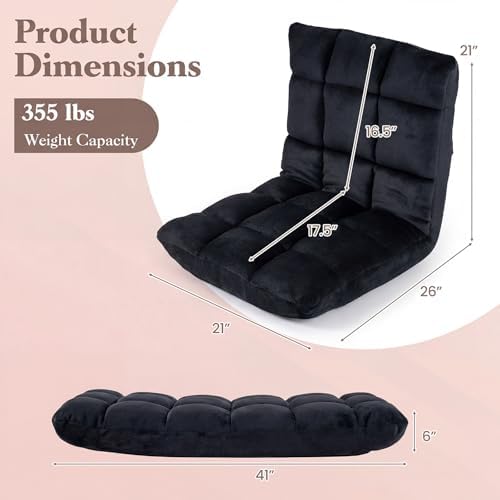 GIANTEX Floor Chairs for Adults, Floor Gaming Chair w/Back Support (Black)