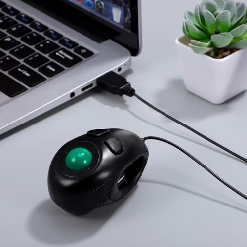 Portable 4D USB Wired Mini Trackball Mouse Handheld Ergonomic Compact Design for Laptop Desktop Computers Plug and Play