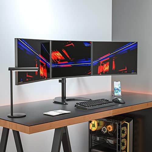 WALI Triple Monitor Stand, Free Standing for 13-27 inch Screens,up to 22lbs