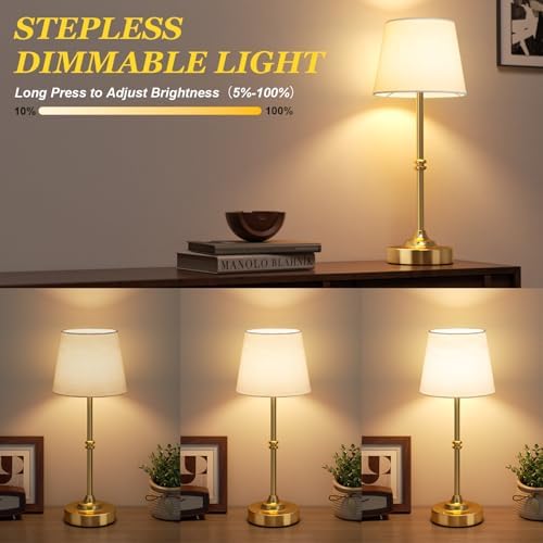 Kakanuo Cordless Table Lamp, Rechargeable Battery Operated, Brass, 1 Pack
