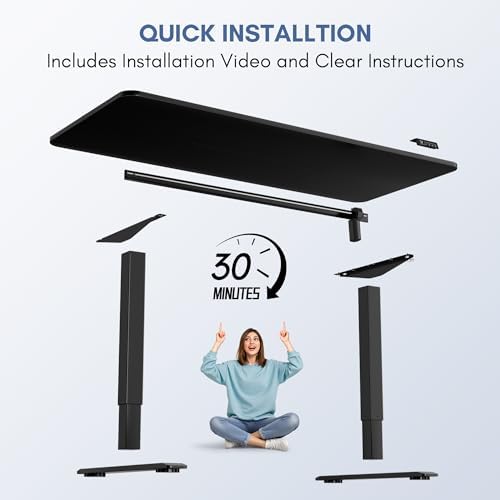 Furmax 63 Inches Electric Height Adjustable Standing Desk Home Office Desk