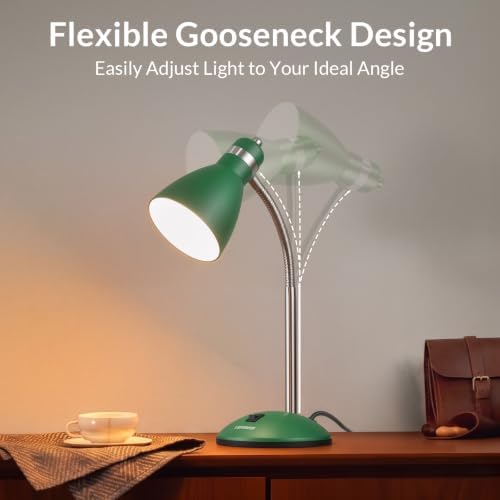 LEPOWER Metal Desk Lamp, Adjustable GooseNeck Reading Light for Bedroom