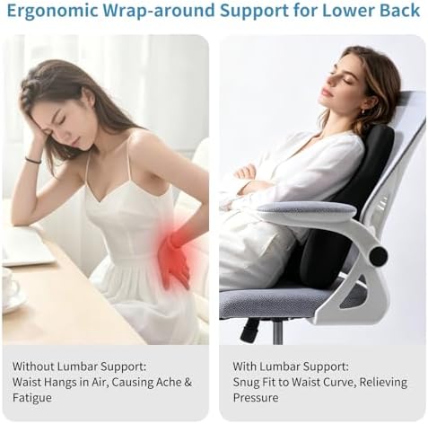Lumbar Support Pillow, Memory Foam Back Support for Office Chair