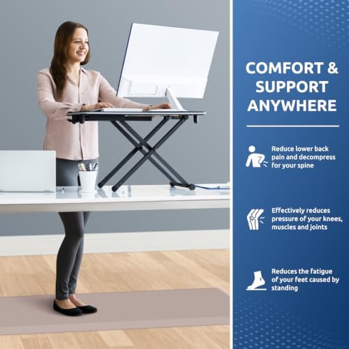 KitchenClouds Kitchen Mat Cushioned Anti Fatigue Kitchen Rug Non Slip Standing Mat Comfort Floor Mats for Sink Office (17.3"x60"- 0.8inch,Khaki)