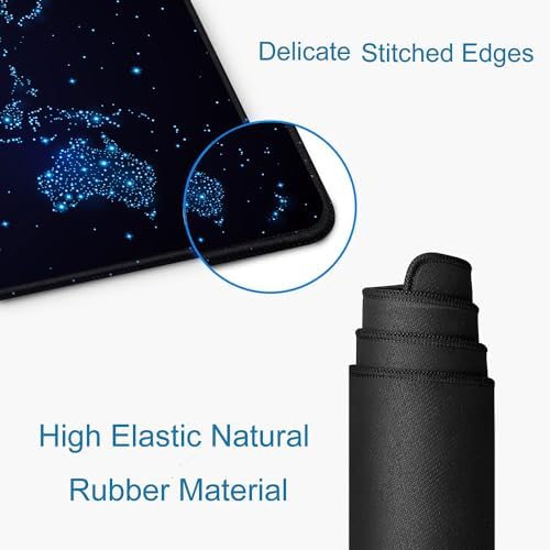 Large Gaming Mouse Pad with Stitched Edges, Desk Pad Extended Keyboard Mat, Non-Slip Rubber Base Mousepads for Laptop, Office, Home, 31.5X11.8 inch Galaxy World Map
