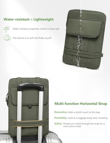 HYZUO 15-16 Inch Puffy Laptop Case Sleeve Padded Handbag, Midnight Green