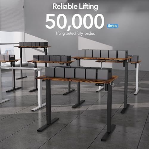 LongKe Electric Standing Desk Adjustable Height, 40x24 Inches Sit Stand up Desktop for Home Office, Ergonomic Rising Computer Table with Memory Preset,Rustic Brown