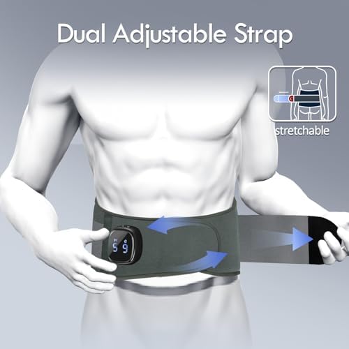 Comfytemp Cordless Portable Heating Pad with Massager for Lower Back Soothing, 9 Heat 5 Vibration 3 Intensity App Control, Rechargeable Cordless Wireless Heated with ifts for Mom Dad Senior, Grey