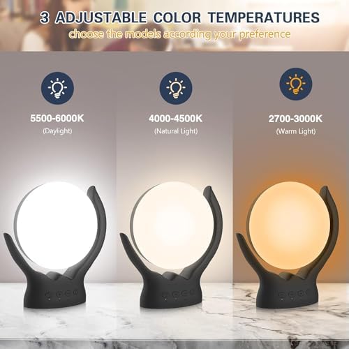 Voraiya Light Therapy Lamp, UV-Free 10000 Lux Therapy Light, Rotatable Happy Sunlight Lamp with 5 Brightness & 3 Color Temperature, Timer & Memory Function, Daylight for Bedroom, Office