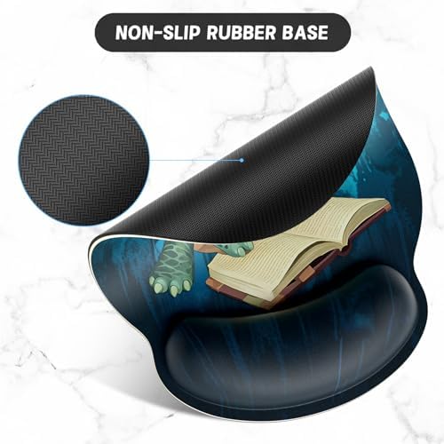 ITNRSIIET Ergonomic Mouse Pad with Wrist Support Wrist Rest Smooth Surface Non-Slip Rubber Base Comfortable Office Supplies Pain Relief, 9.8 x 9.1 inches, Pretty Turtles