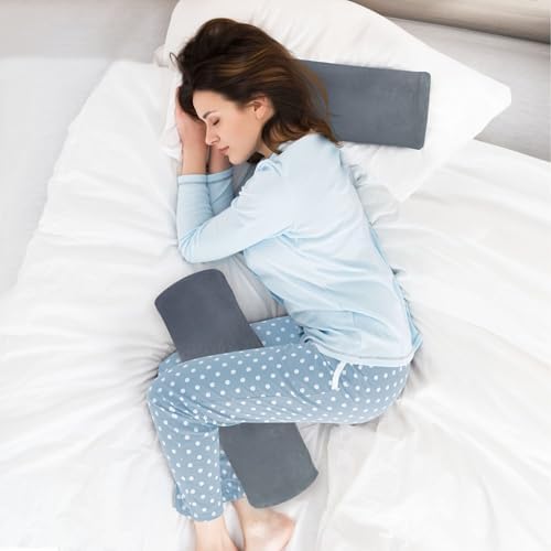 Decorative Bolster Pillow Neck Roll Pillows for Bed Round Pillows for Bed Round Cylinder Pillow Back Support Pillow Blue Grey Gradient
