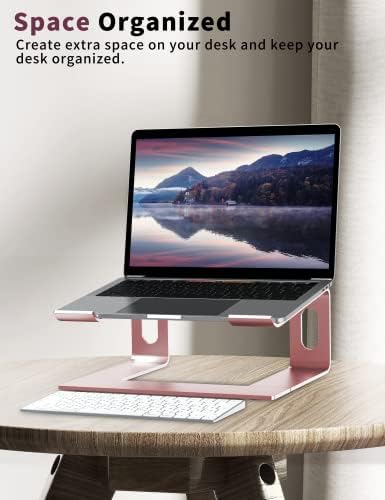ALASHI Ergonomic Laptop Stand, Aluminum Desk Riser, 10-15.6", Pink