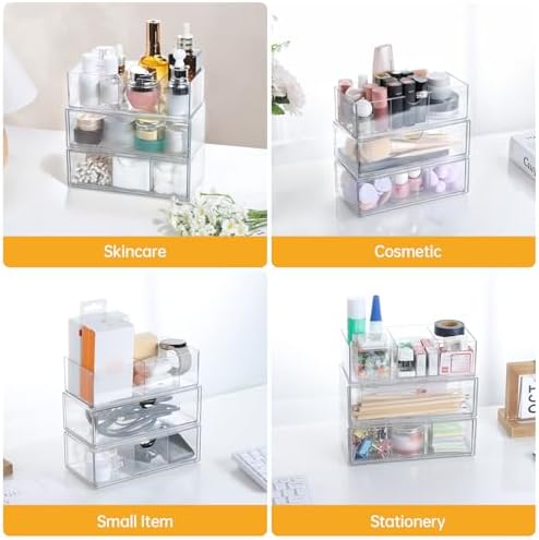 PAVSTINE Medicine Cabinet Organizer 3 Pack, with 2 Pull-Out Drawers