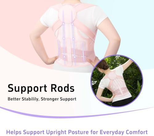 Back Brace Posture Corrector for Women and Men Upgraded Dynamic Traction Correction System Adjustable Shoulder Support Straightener Helps Reduce Upper Lower Back Pain Suitable for Hump Scoliosis Pink XX-Large