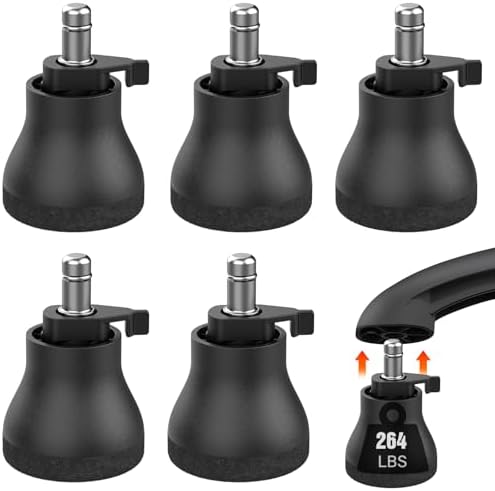 Bell Glides Replacement Office Chair, Caster Wheels Stopper Chair Feet with Separate Self Adhesive Felt Pads, Wheel for Carpet (Advanced Fixed feet-5PCS)