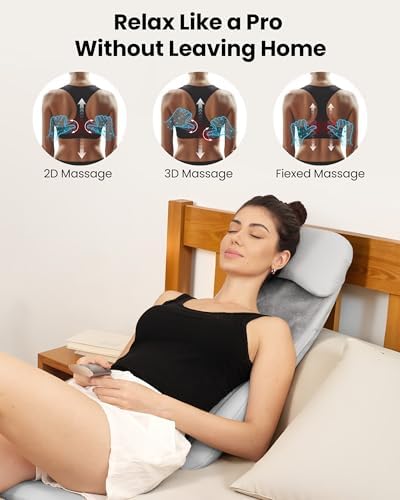 COMFIER Shiatsu Back Massager with Heat, Deep Tissue Kneading Chair Massager with Vibration, 2D/3D Shiatsu Massage Seat Cushion, Full Back Massage Chair Pad