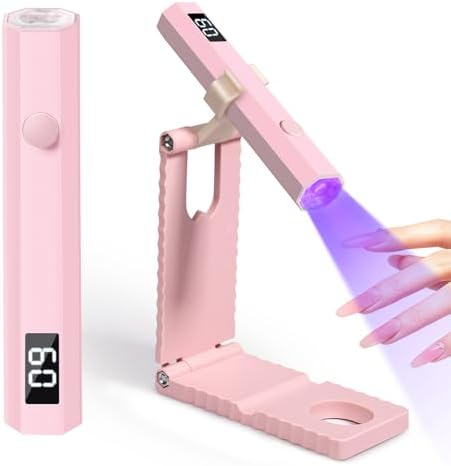 krofaue Mini Handheld UV Nail Light with Stand, Portable Flash Cure