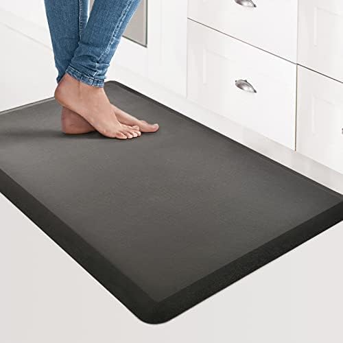 Art3d Anti Fatigue Mat - 1/2 Inch Cushioned Kitchen Mat - Comfort & Non Slip Cushion for Standing Desk, Office or Garage Floor (17.3"x28", Black)