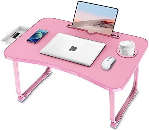 Fayquaze Lap Laptop Desk, Portable Foldable Laptop Bed Table with Storage Drawer and Cup Holder, Lap Desk Lap Bed Stand Tray Table Serving Tray for Eating, Reading and Working