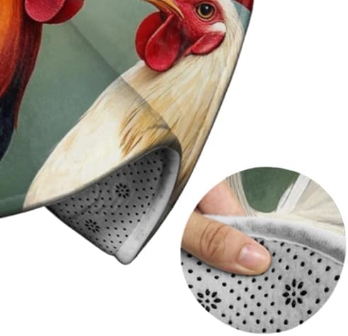Highly Premium Quality Floor Mat, Office Chair Decor Mat, Room Sofa Yoga Soft Round Carpet Chicken Rooster Garden Sunflowers Painting, 36inch
