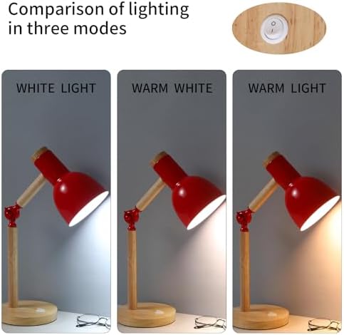 Adjustable Wooden Arm Desk Lamp, Metal Shade Table Lamp