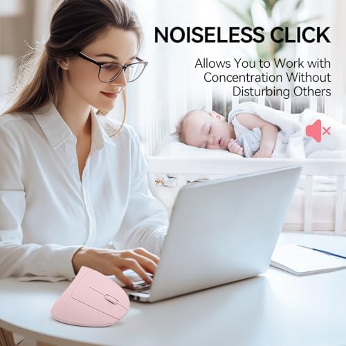 TECKNET Ergonomic Mouse, 4800 DPI Wireless Bluetooth Vertical, 3-Device
