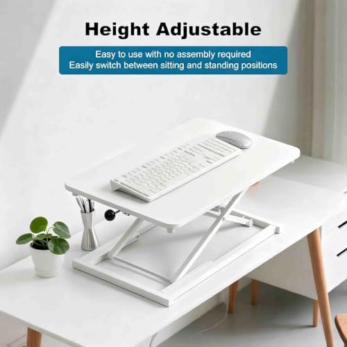 Height Adjustable Standing Desk Converter Keyboard Riser 23.6 Inch White