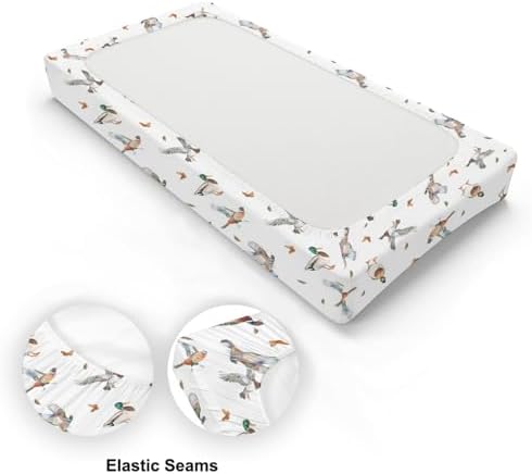 Ducks Birds Animals Butterflies Leaves Baby Changing Pad Cover, Unisex Duck Nursery Diaper Changing Table Pad Mat Sheet for Boys Girls-16x32