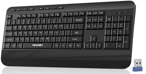 TECKNET 2.4GHz Wireless Ergonomic Keyboard with Full Size Wrist Rest