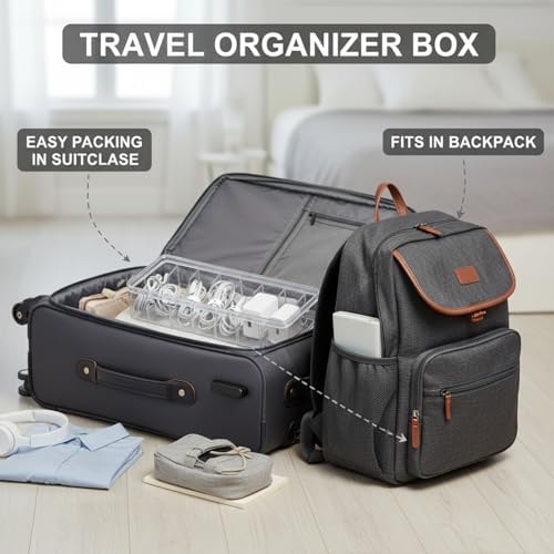 Tatuo Cord Organizer Box with Lid, Clear, 8 Pack