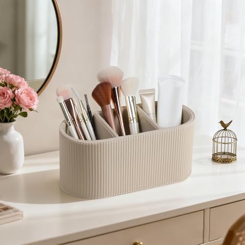 Remote Control Holder Pen Pencil Holder Desk Organizer Caddy(Beige)