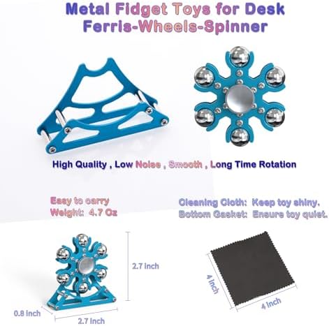 Desk-Fidget-Toys for Ferris-Wheels-Spinner: Metal Kinetic-Spinner 4mins, Cool-Gadgets for Kid Children Teen Adult EDC-Toy, ADHD Tools Cool-Stuff Stress Relief for Office Home School Christmas