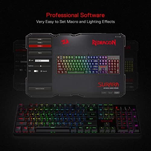 Redragon K582 Wired RGB Mechanical Gaming Keyboard, 104-Key Standard Layout