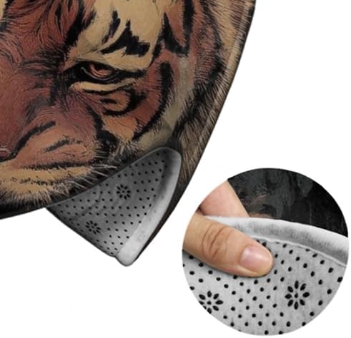Highly Premium Quality Floor Mat, Office Chair Decor Mat, Room Sofa Yoga Soft Round Carpet Animal King Cool Tiger Art, 60inch