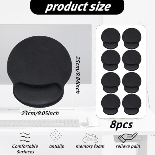 JJUNW 8 Pack Ergonomic Mouse Pad with Wrist Rest Support